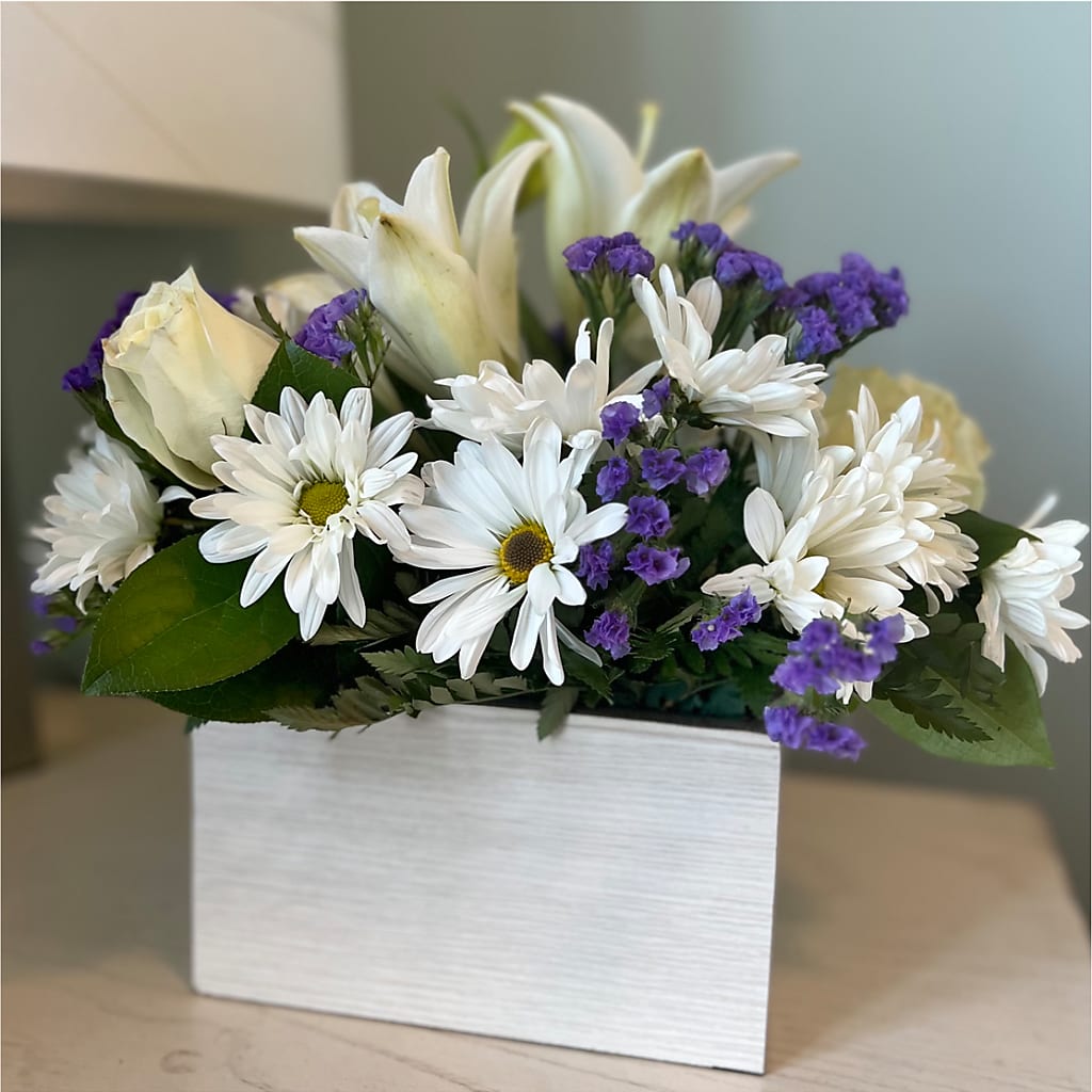 Beyond Blue Box Bouquet – Flowers By Design, Midland TX