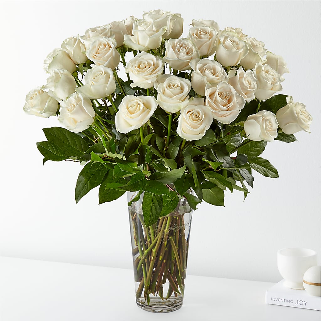 Long Stem White Rose Bouquet – Flowers By Design, Midland TX