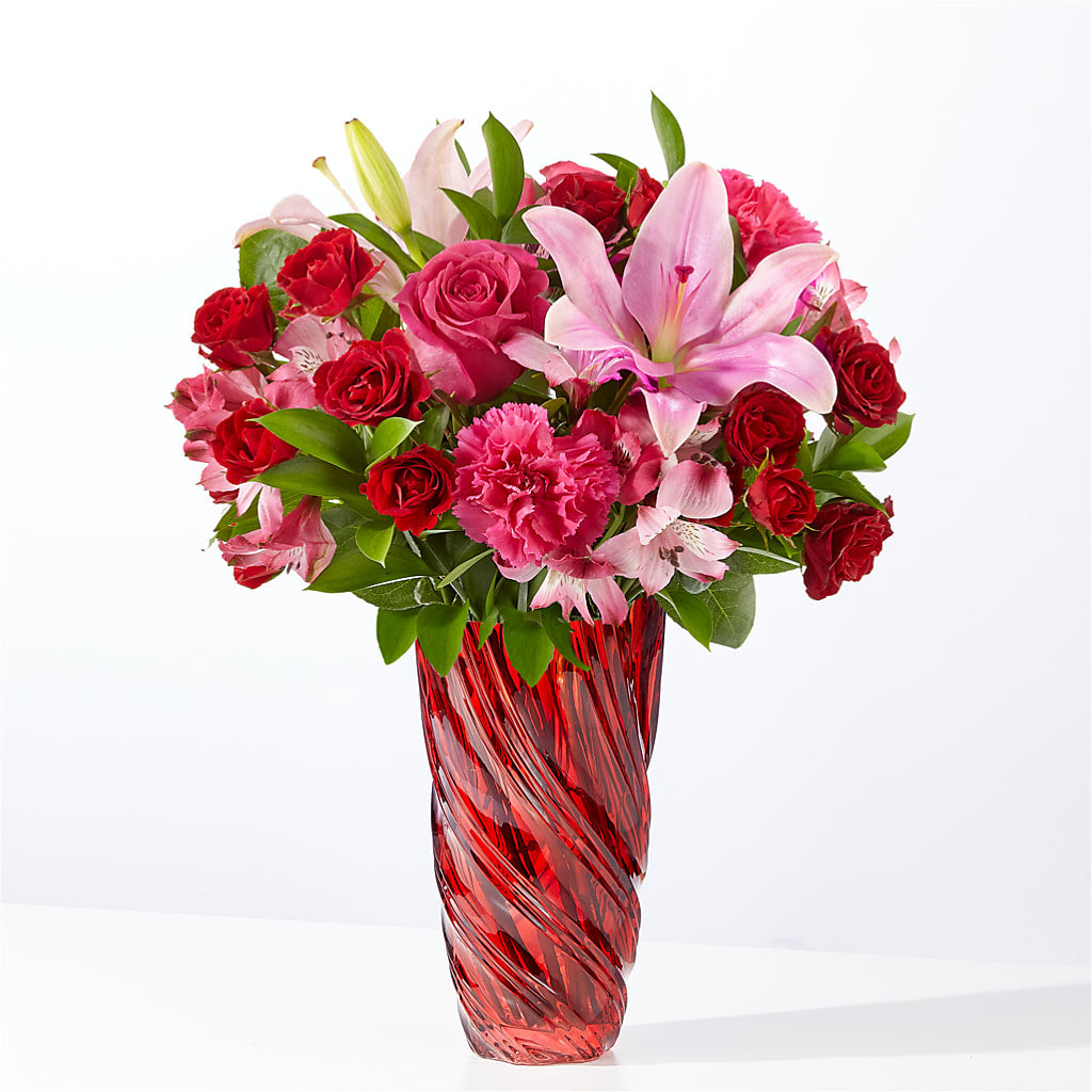 In Love Bouquet with Luxe Swirl Vase – Flowers By Design, Midland TX