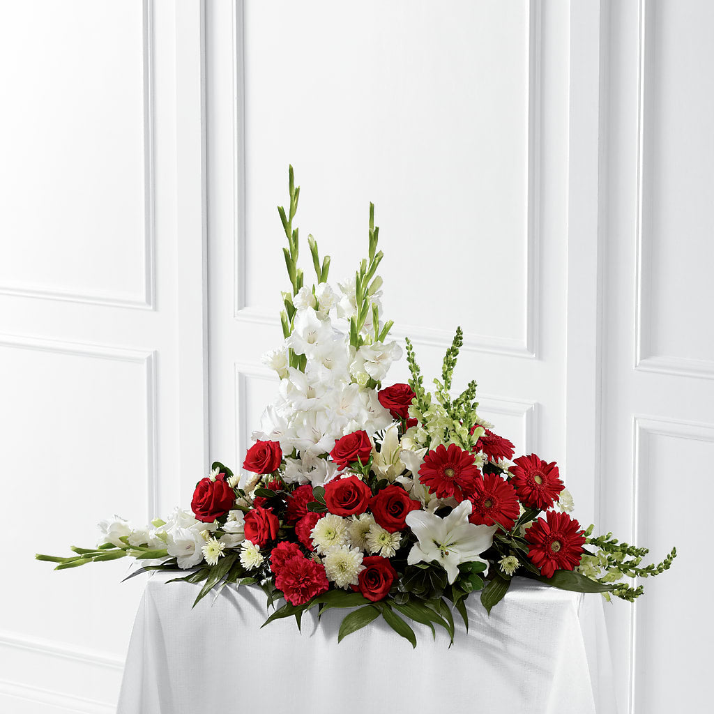 Crimson & White Arrangement – Flowers By Design, Midland TX
