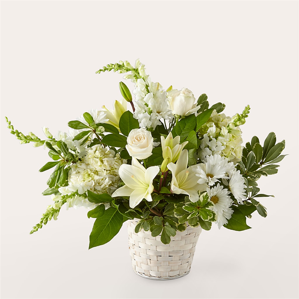 Ivory Elegance Floral Basket – Flowers By Design, Midland TX