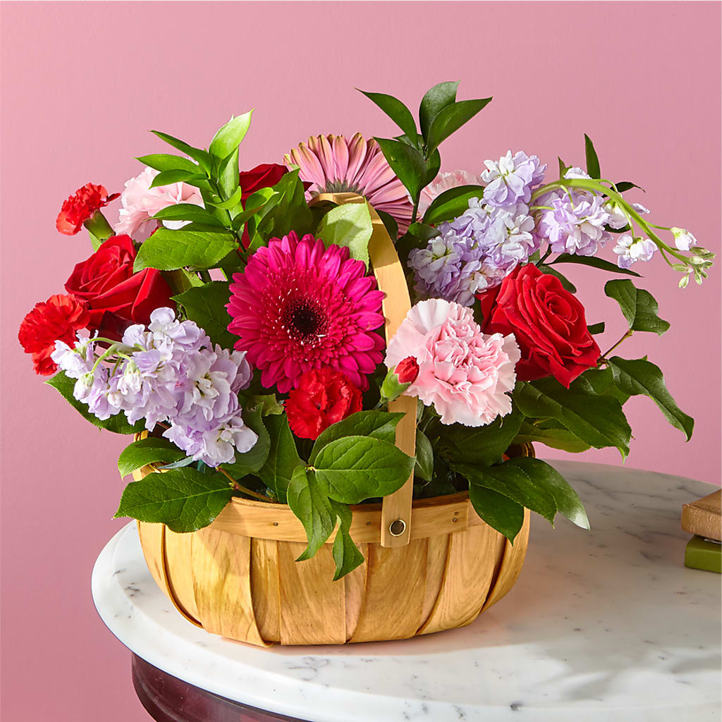 Pink Picnic Basket – Flowers By Design, Midland TX