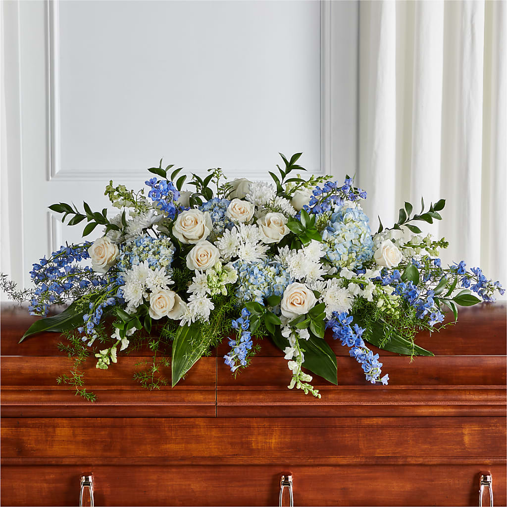 Timeless Essence Casket Spray – Flowers By Design, Midland TX