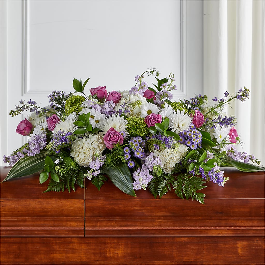 Meadows of Serenity Casket Spray – Flowers By Design, Midland TX