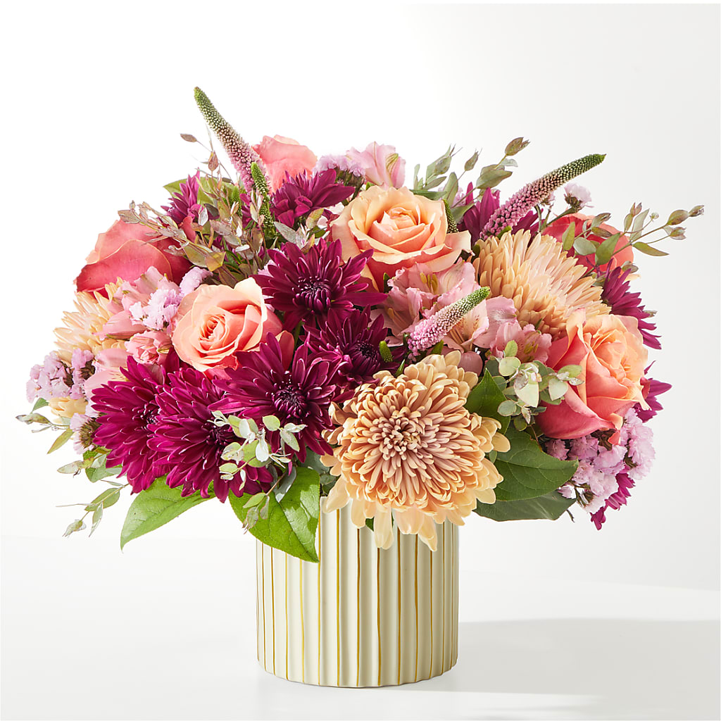 Berry Cobbler Bouquet with Ivory Vase – Flowers By Design, Midland TX