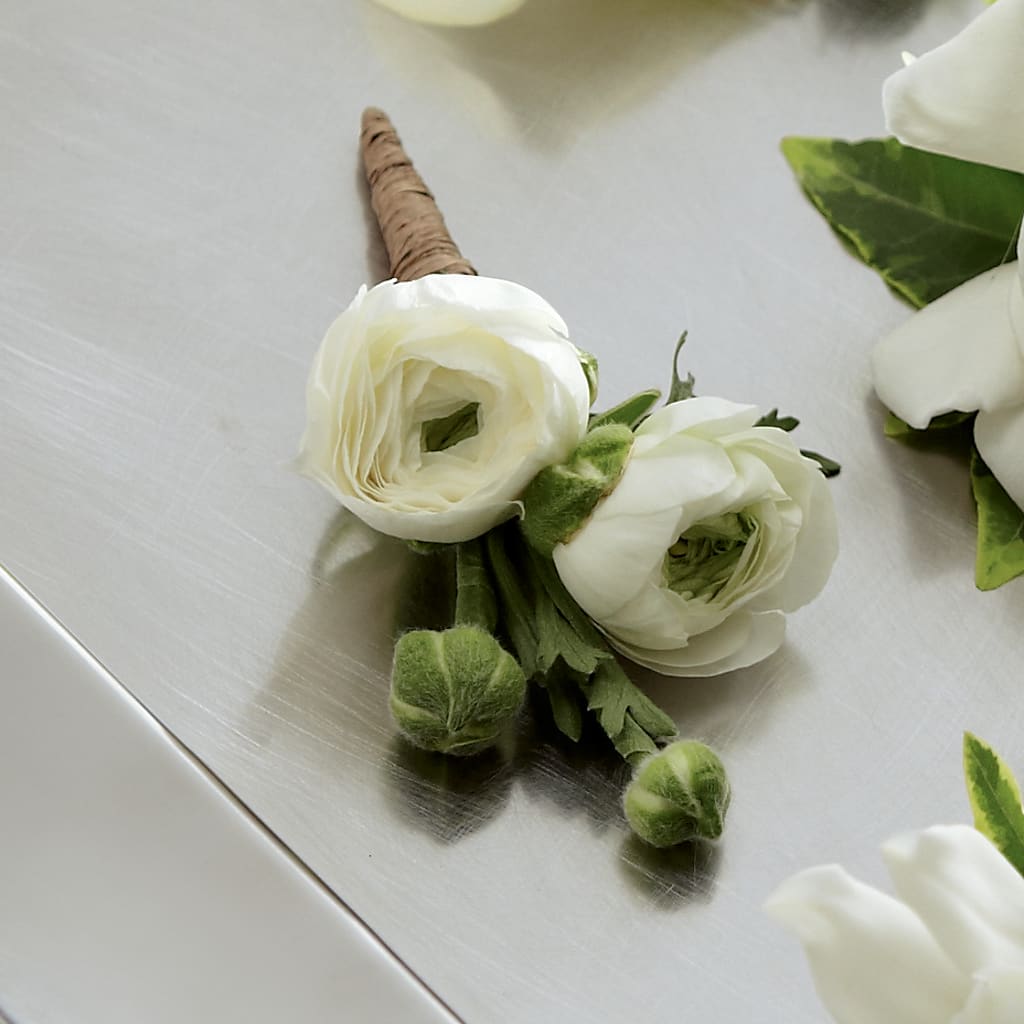 White Ranunculus Boutonniere – Flowers By Design, Midland TX
