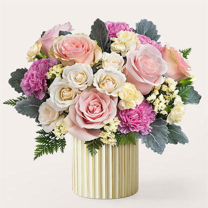 Blissful Moments Bouquet with Ivory Vase –  Flowers By Design, Midland TX