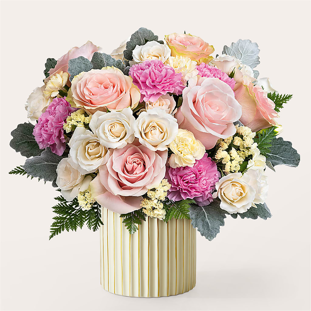 Blissful Moments Bouquet with Ivory Vase –  Flowers By Design, Midland TX