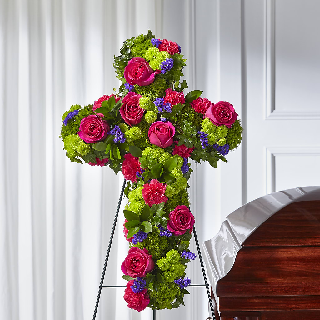 Tribute Rose Floral Cross –  Flowers By Design, Midland TX
