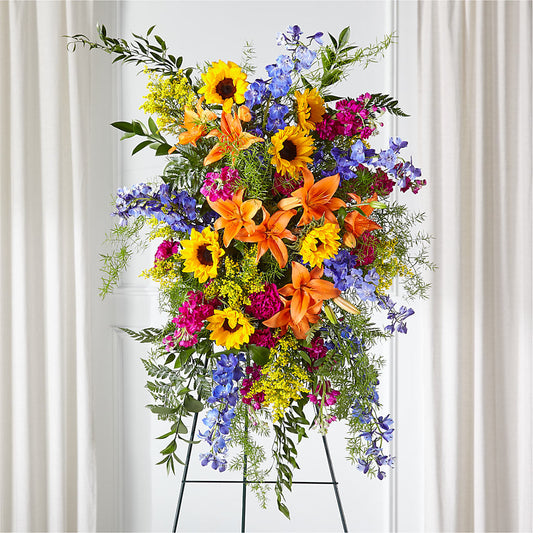 Sunlit Memories Standing Spray (Standard) –  Flowers By Design, Midland TX