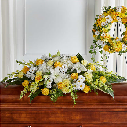 Golden Harmony Casket Spray –  Flowers By Design, Midland TX