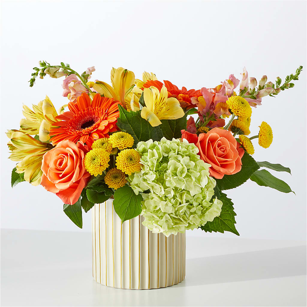 Autumn Sunshine Bouquet with Ivory Vase –  Flowers By Design, Midland TX