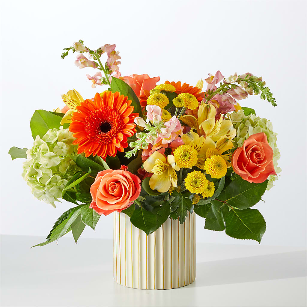Autumn Sunshine Bouquet with Ivory Vase –  Flowers By Design, Midland TX