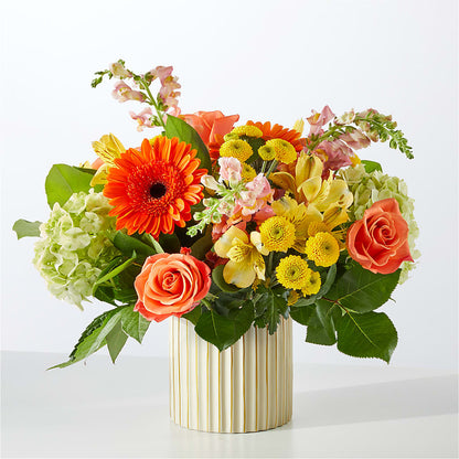Autumn Sunshine Bouquet with Ivory Vase –  Flowers By Design, Midland TX