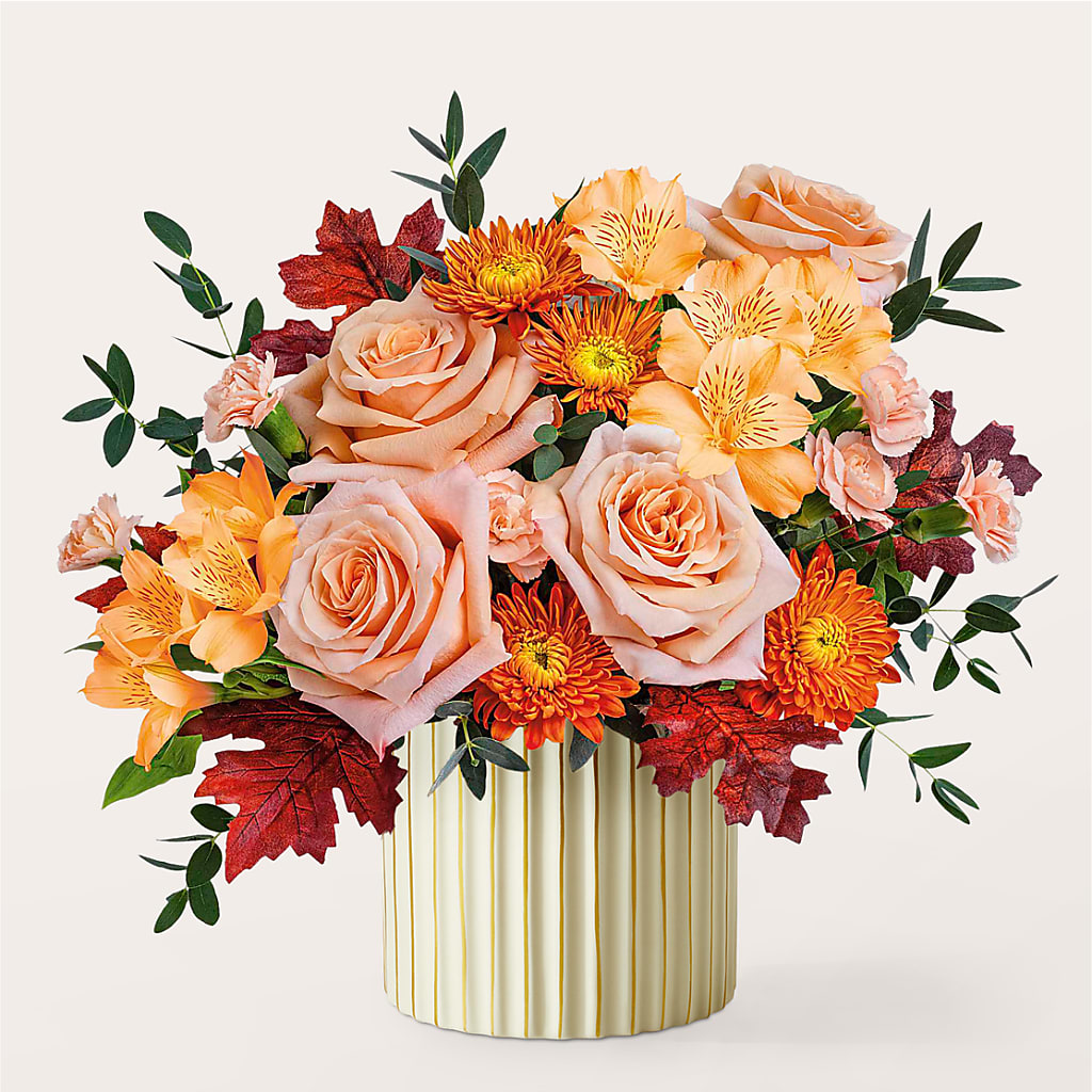 Spiced Latte Bouquet with Ivory Vase –  Flowers By Design, Midland TX