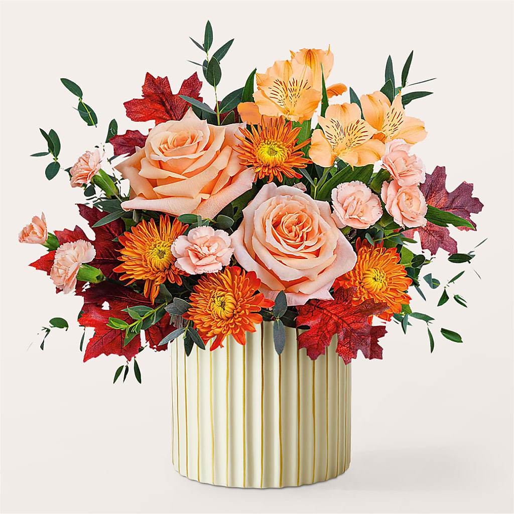 Spiced Latte Bouquet with Ivory Vase –  Flowers By Design, Midland TX