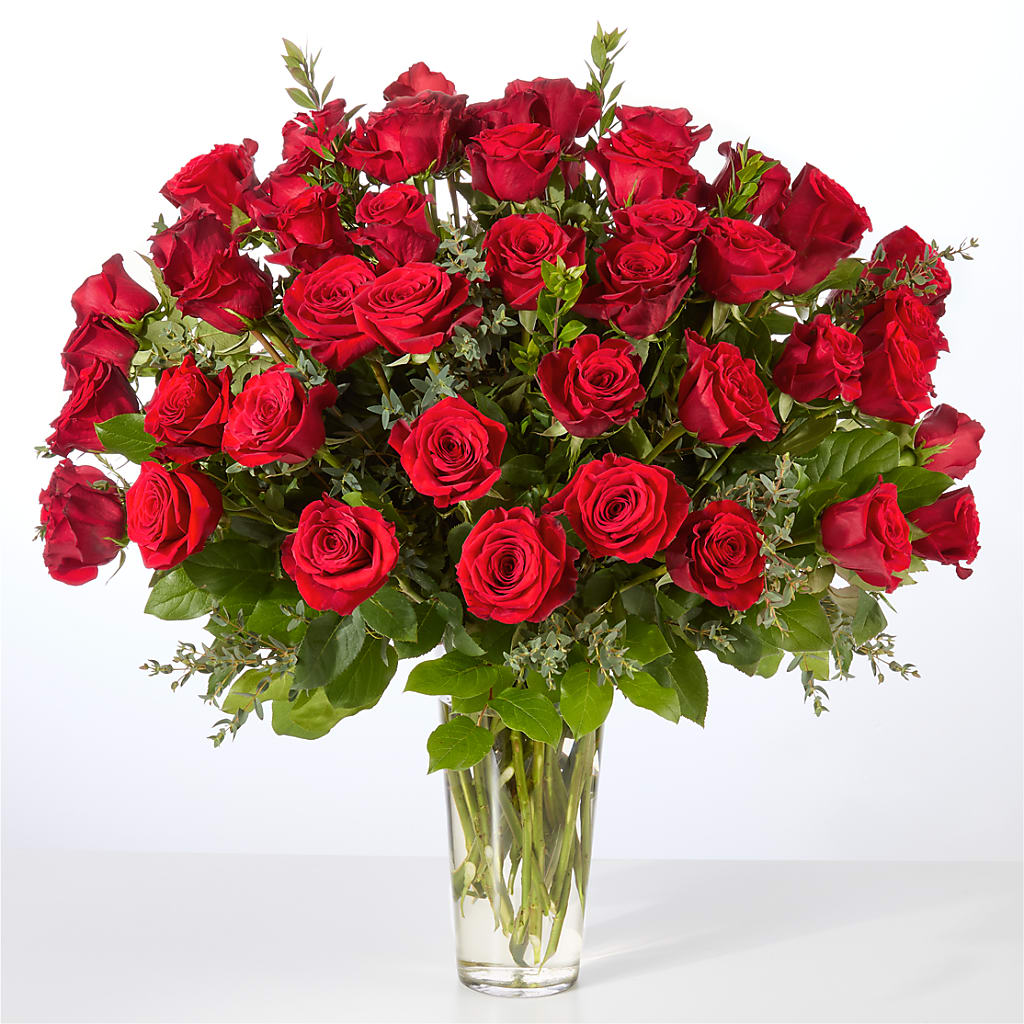 Forever Yours Fifty Stem Red Rose Bouquet –  Flowers By Design, Midland TX
