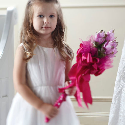 Sparkle Pink Flower Girl Bouquet –  Flowers By Design, Midland TX