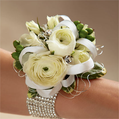 White Wedding Corsage –  Flowers By Design, Midland TX